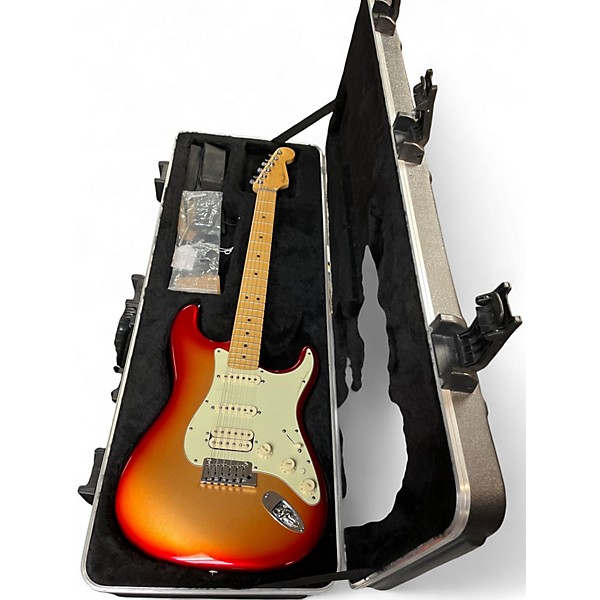 Used 2010 Fender American Deluxe Stratocaster HSS SUNSET METALLIC Solid Body Electric Guitar