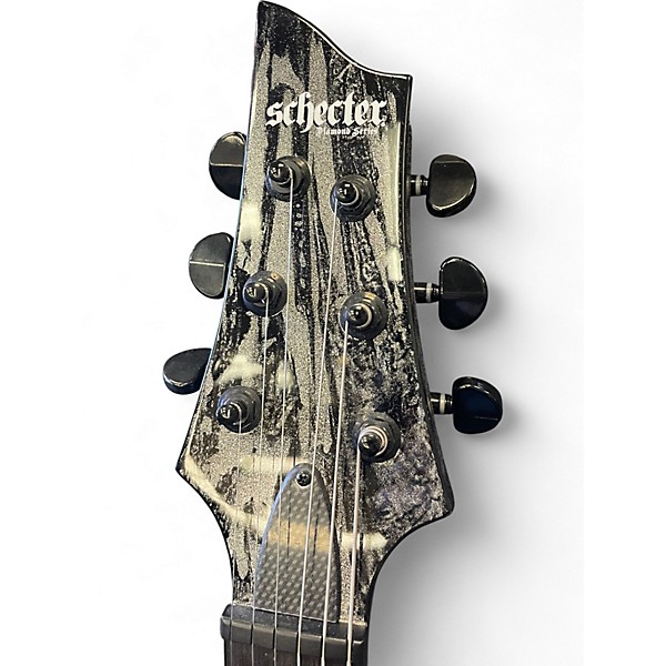 Used Schecter Guitar Research C1 SILVER MOUNTAIN LH BLACK AND SILVER Solid Body Electric Guitar