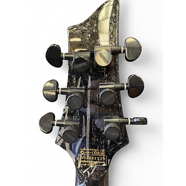 Used Schecter Guitar Research C1 SILVER MOUNTAIN LH BLACK AND SILVER Solid Body Electric Guitar