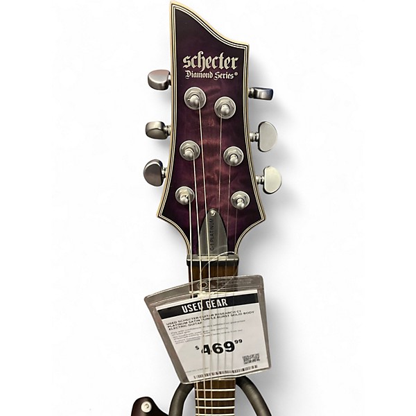 Used Schecter Guitar Research C1 Platinum SATIN PURPLE BURST Solid Body Electric Guitar