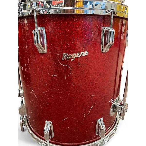 Used Rogers 4 Piece VIntage Red Sparkle Drum Kit