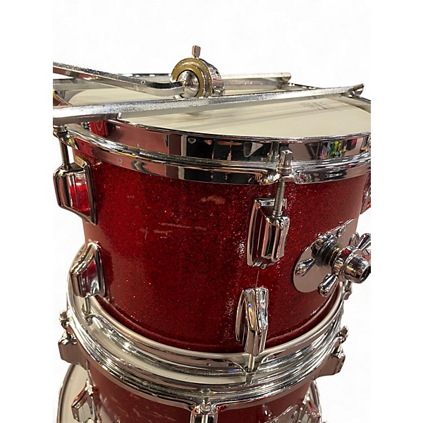 Used Rogers 4 Piece VIntage Red Sparkle Drum Kit