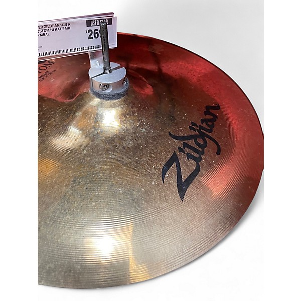 Used Zildjian 14in A Custom Hi Hat Pair Cymbal