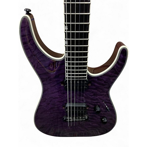 Used 2018 ESP MH1000NT Deluxe Trans Purple Solid Body Electric Guitar