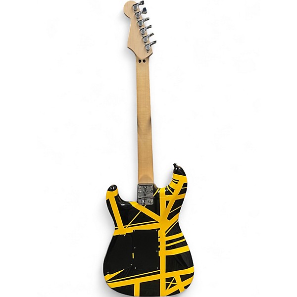 Used EVH Striped Series BLACK WITH YELLOW STRIPES Solid Body Electric Guitar