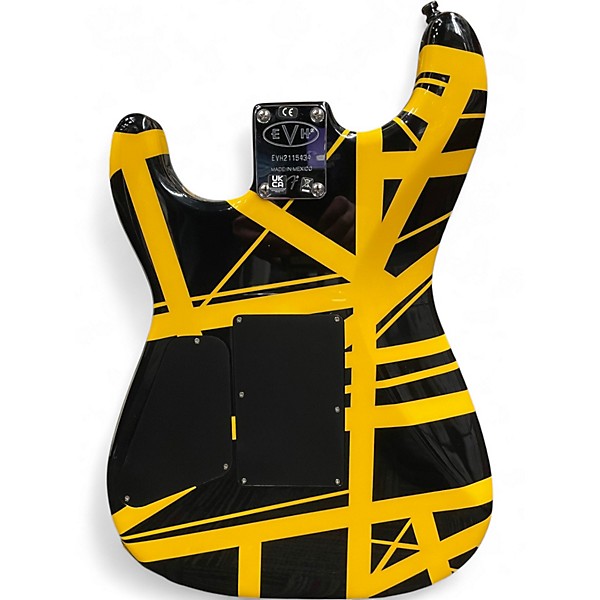 Used EVH Striped Series BLACK WITH YELLOW STRIPES Solid Body Electric Guitar