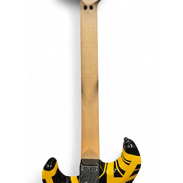 Used EVH Striped Series BLACK WITH YELLOW STRIPES Solid Body Electric Guitar
