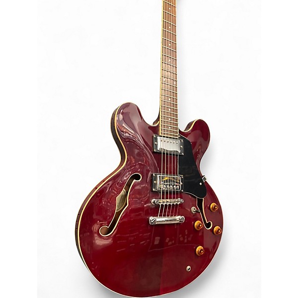 Used Samick SAN450 SEMI HOLLOW BODY ELECTRIC DOUBLE CUTAWAY  Burgundy Hollow Body Electric Guitar
