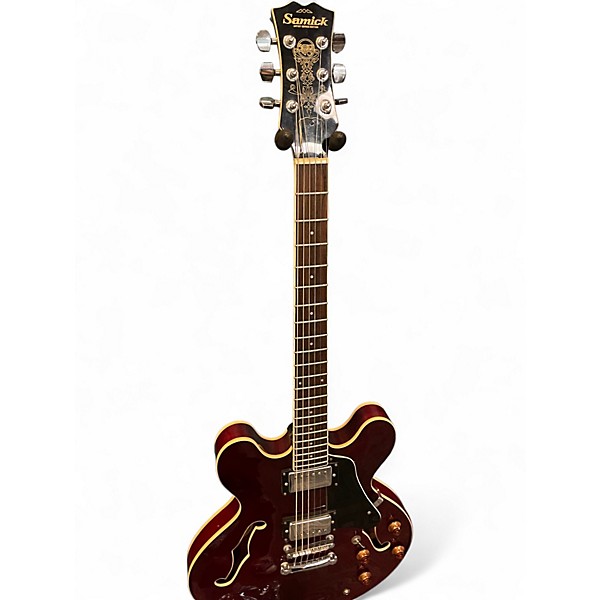 Used Samick SAN450 SEMI HOLLOW BODY ELECTRIC DOUBLE CUTAWAY  Burgundy Hollow Body Electric Guitar