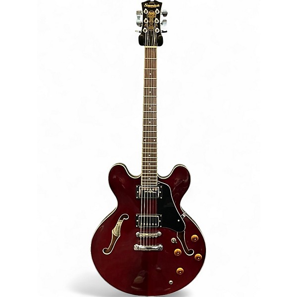 Used Samick SAN450 SEMI HOLLOW BODY ELECTRIC DOUBLE CUTAWAY  Burgundy Hollow Body Electric Guitar