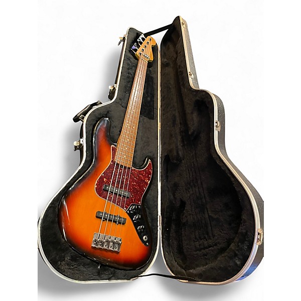 Vintage 1995 Fender American Standard Jazz Bass V 5 String 2 Tone Sunburst Electric Bass Guitar
