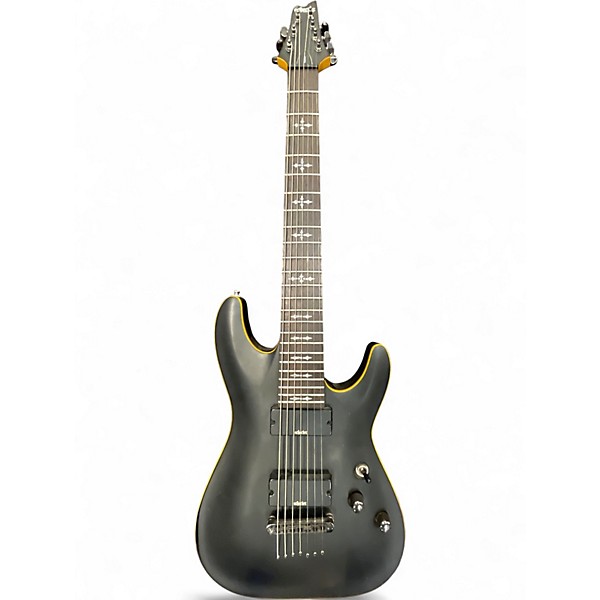 Used Schecter Guitar Research Demon 7 String Black Solid Body Electric Guitar