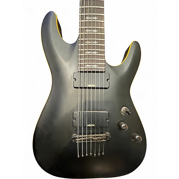 Used Schecter Guitar Research Demon 7 String Black Solid Body Electric Guitar