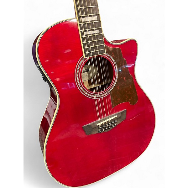 Used D'Angelico PREMIER FULTON Crimson Red Trans 12 String Acoustic Electric Guitar
