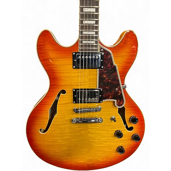 Used D'Angelico Premier DC Semi Hollow Iced Tea Burst Hollow Body Electric Guitar