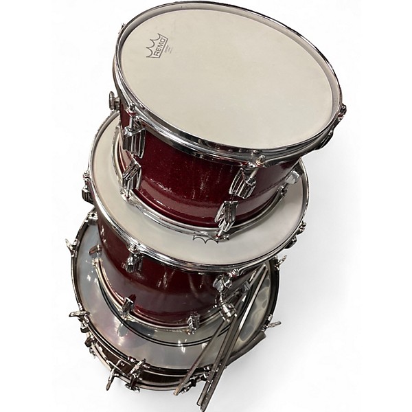 Vintage 1960s Rogers 3 Piece Holiday Outfit Red Sparkle Drum Kit