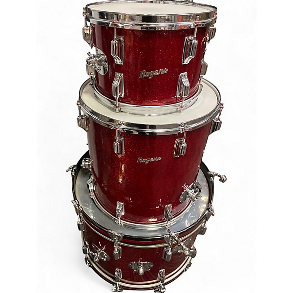 Vintage 1960s Rogers 3 Piece Holiday Outfit Red Sparkle Drum Kit