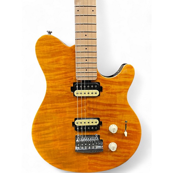 Used Sterling by Music Man Sub AX3 Axis Trans Amber Solid Body Electric Guitar