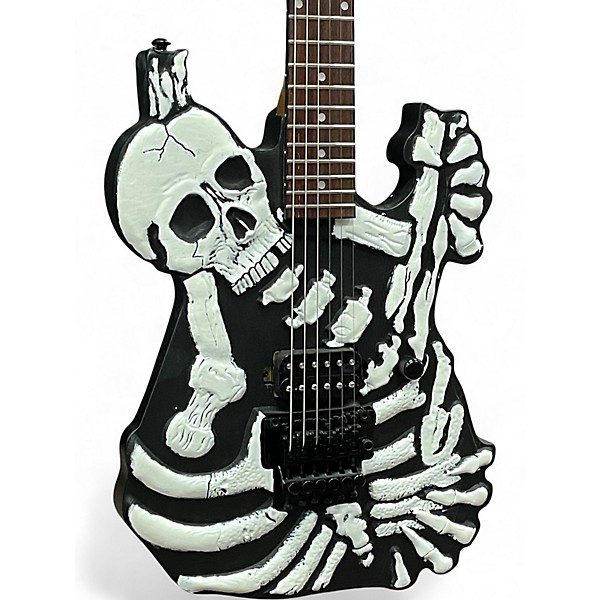 Used Firefly Skull and Bones Black and White Solid Body Electric Guitar