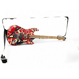 Used EVH Striped Series Frankie RED WHITE STRIPE Solid Body Electric Guitar