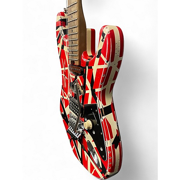 Used EVH Striped Series Frankie RED WHITE STRIPE Solid Body Electric Guitar