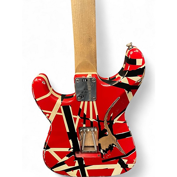 Used EVH Striped Series Frankie RED WHITE STRIPE Solid Body Electric Guitar