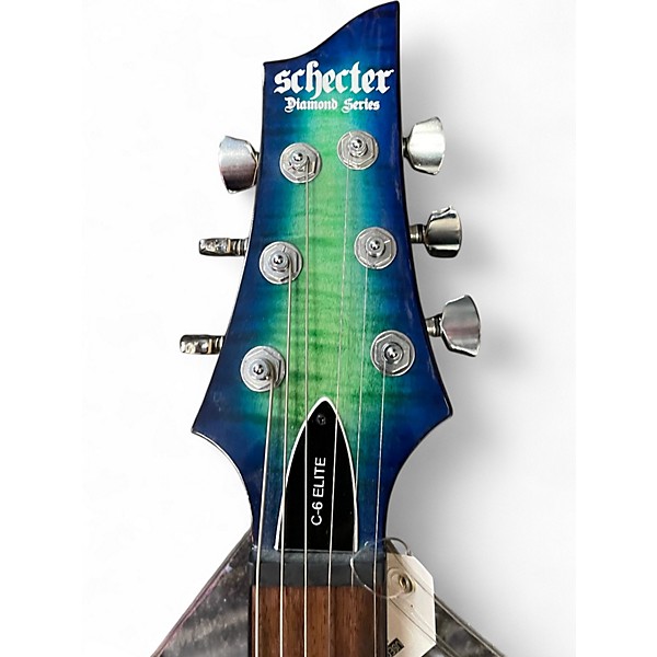 Used Schecter Guitar Research C-6 ELITE Green Solid Body Electric Guitar