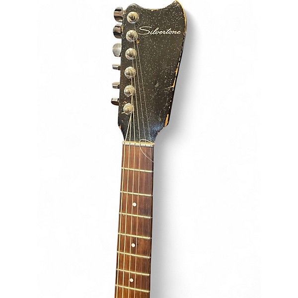 Vintage 1960s Silvertone 1448 Black Solid Body Electric Guitar