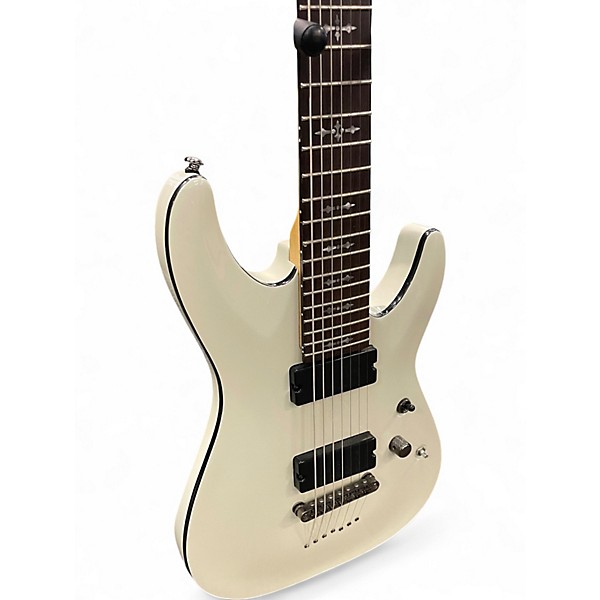 Used Schecter Guitar Research Demon 7 String White Solid Body Electric Guitar