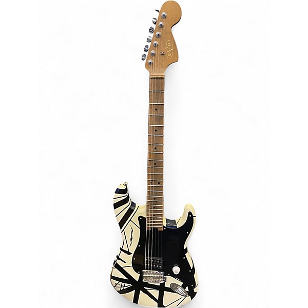Used EVH Striped Series 78 Eruption White with Black Stripes Relic Solid Body Electric Guitar