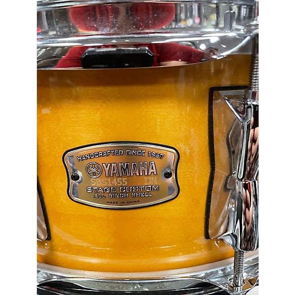 Used Yamaha 14in SBS1455 STAGE CUSTOM SNARE DRUM BIRCH  Natural Drum