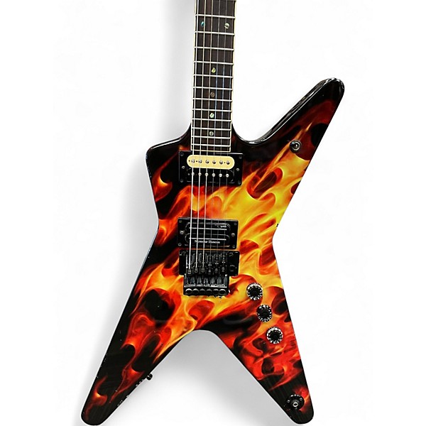 Used Dean Dime-O-Flame Flames Solid Body Electric Guitar