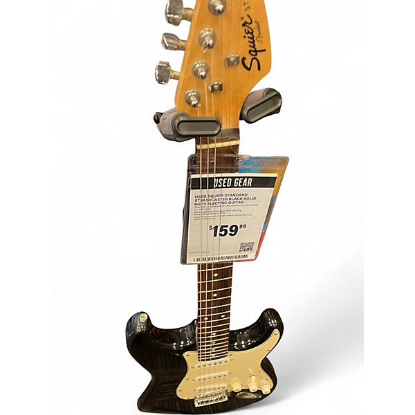 Used Squier Standard Stratocaster Black Solid Body Electric Guitar