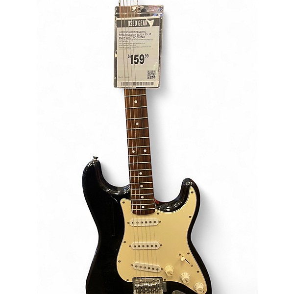 Used Squier Standard Stratocaster Black Solid Body Electric Guitar