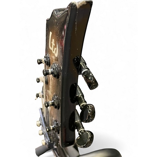 Used ESP LTD H1001QM Deluxe Floyd Rose Black Natural Burst Solid Body Electric Guitar