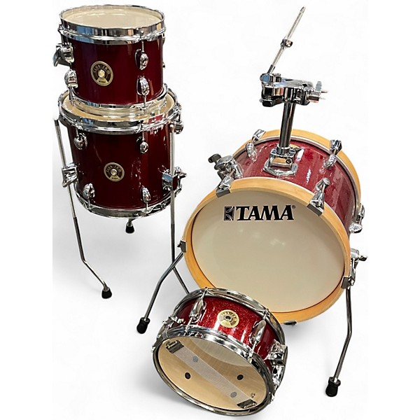 Used TAMA 4 Piece CLUB JAM FLYER CANDY APPLE MIST Drum Kit