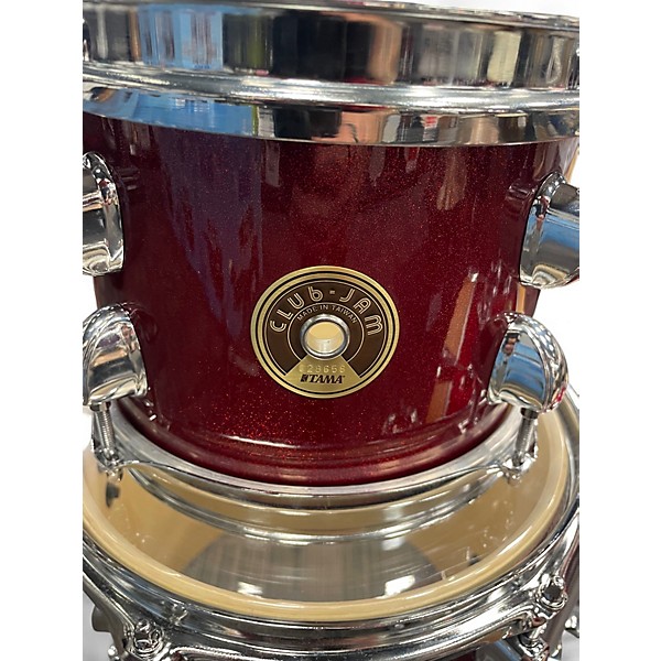 Used TAMA 4 Piece CLUB JAM FLYER CANDY APPLE MIST Drum Kit