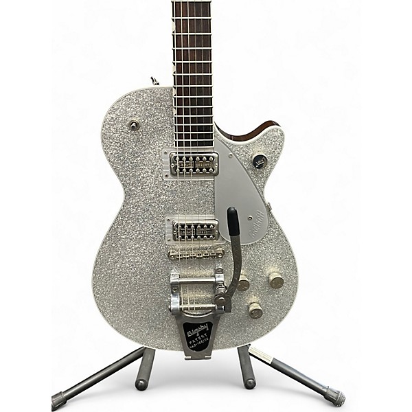 Used Gretsch Guitars G6129-PE Silver Sparkle Hollow Body Electric Guitar
