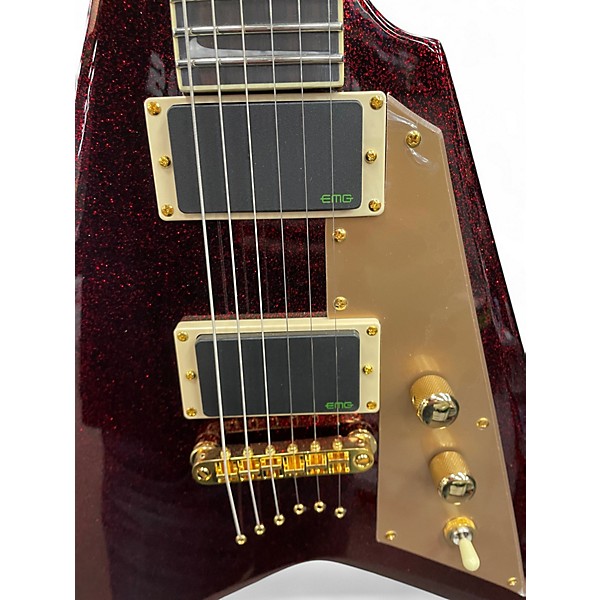 Used ESP LTD KIRK HAMMETT KHV Chrome Red Metallic Solid Body Electric Guitar