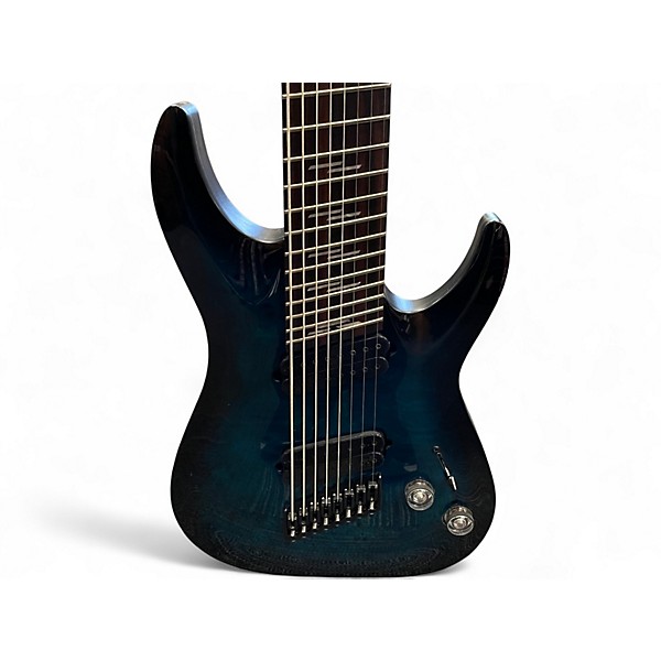 Used Schecter Guitar Research omen elite-8 MS see thru- blue Solid Body Electric Guitar