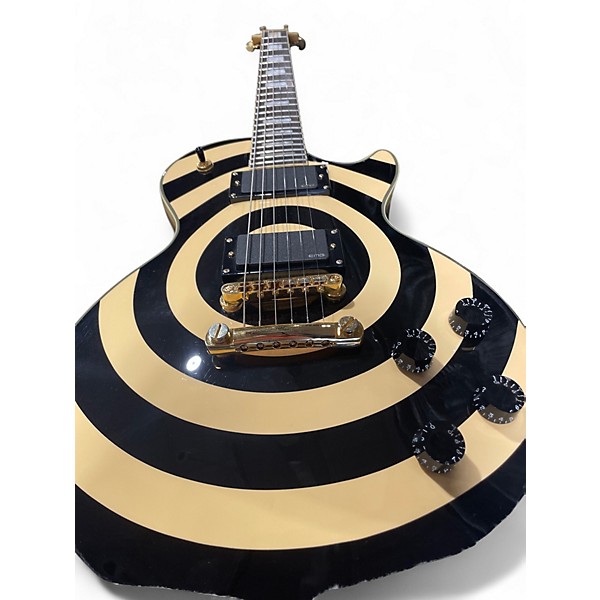 Used Epiphone Zakk Wylde Bullseye Les Paul Custom Plus Black and Yellow Solid Body Electric Guitar