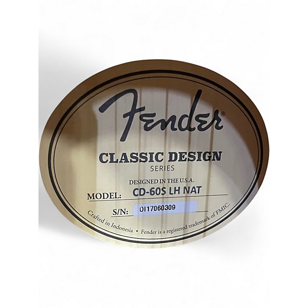 Used Fender CD60S-LH Natural Acoustic Guitar