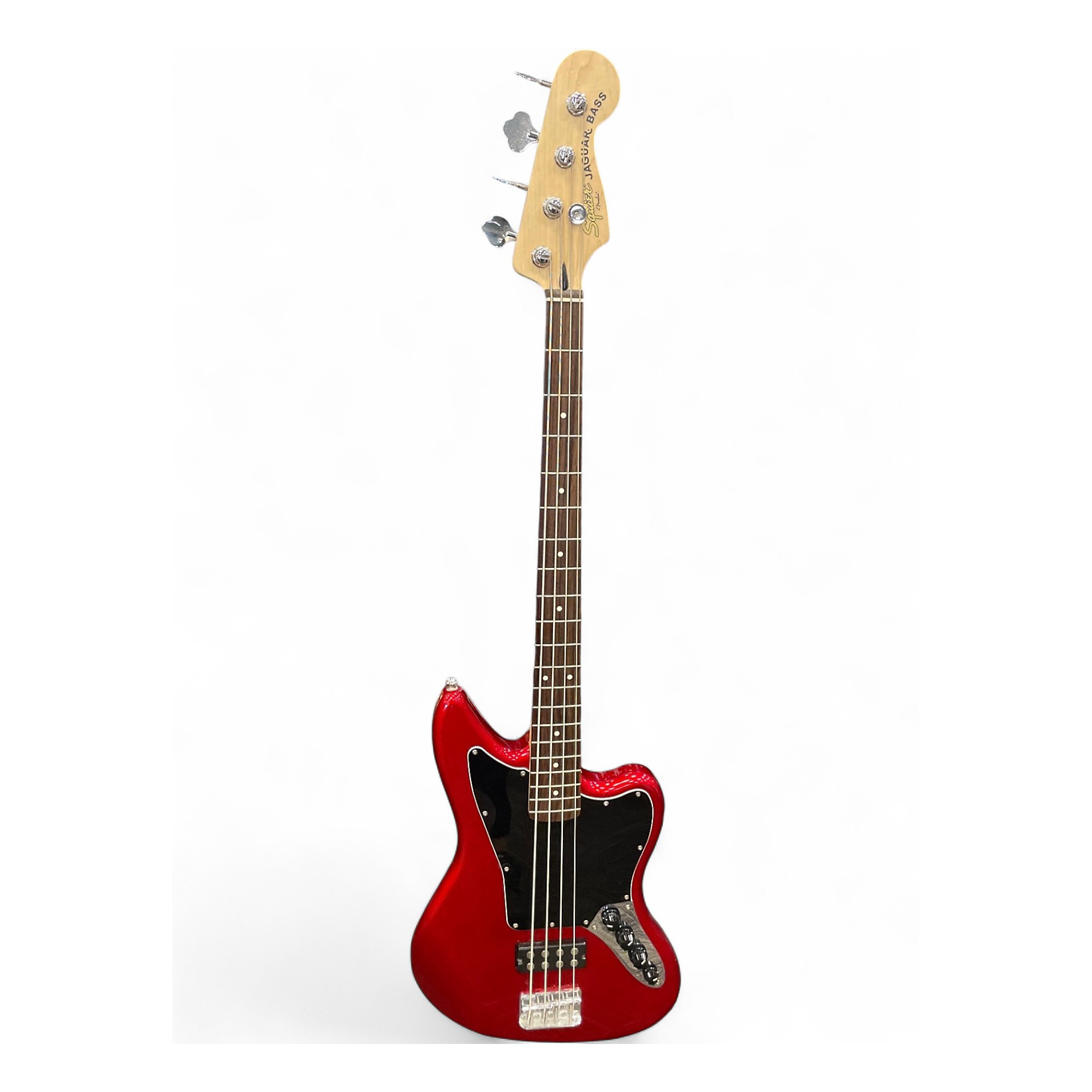 Used Squier JAGUAR BASS Candy Apple Red Electric Bass Guitar Candy