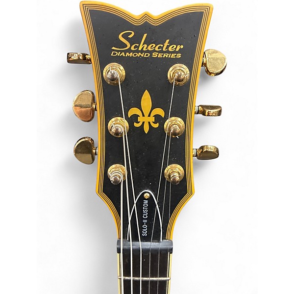 Used Schecter Guitar Research Solo Custom III Black and Gold Solid Body Electric Guitar