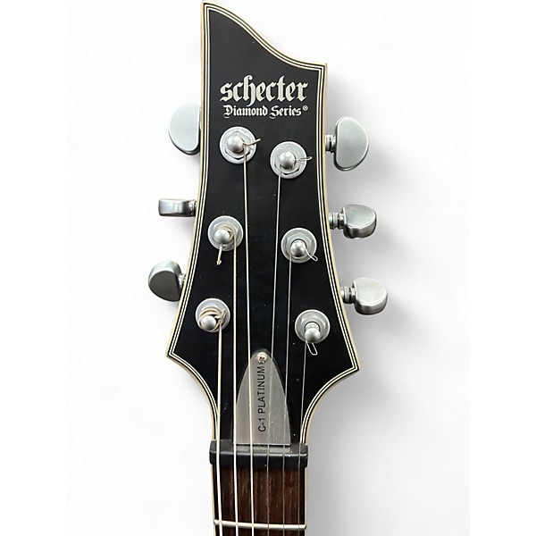 Used Schecter Guitar Research C1 Platinum TRANSPARENT BLACK Solid Body Electric Guitar