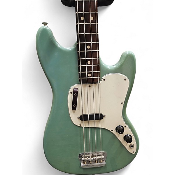 Vintage 1970s Fender Musicmaster Mint Green Electric Bass Guitar