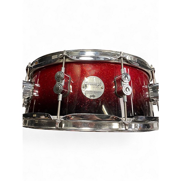 Used PDP by DW 14X5.5 Concept Series Snare RED SPARKLE Drum