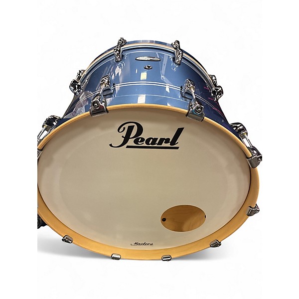 Used Pearl 5 Piece Masters Maple Complete Light Blue Metallic Drum Kit