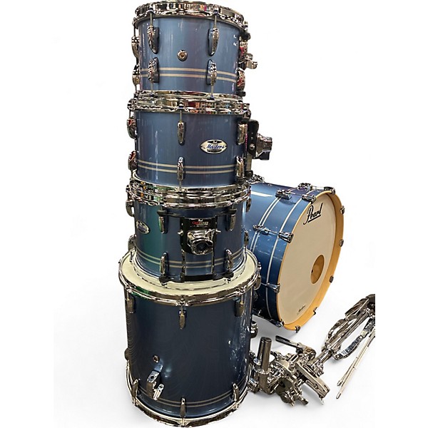 Used Pearl 5 Piece Masters Maple Complete Light Blue Metallic Drum Kit