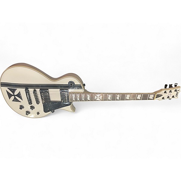 Used ESP LTD James Hetfield Signature Iron Cross Antique White Solid Body Electric Guitar